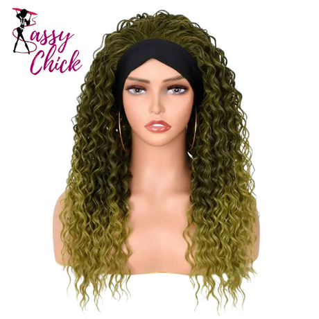 Synthetic Headband Heat Resistant Blonde Curly Wig Sassy Chick Logo