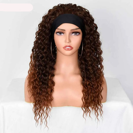 Synthetic Headband Heat Resistant Blonde Curly Wig brown