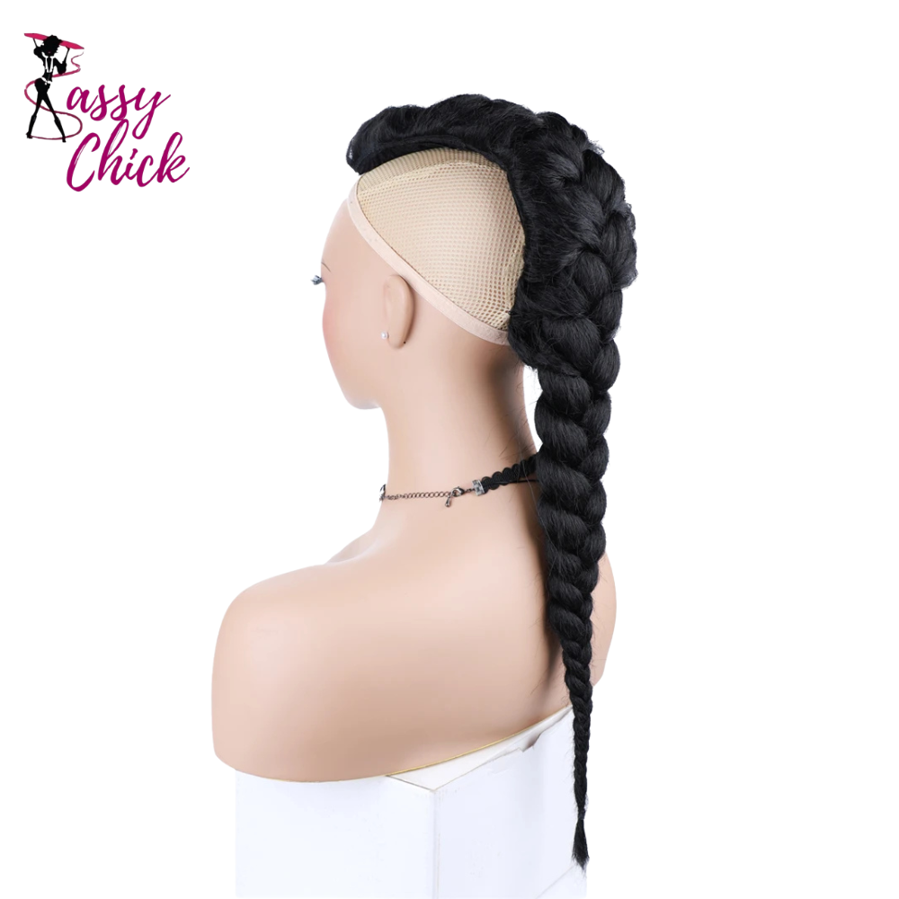 Synthetic High Puff Afro Kinky Straight Middle-Part Wig Sassy Chick Logo