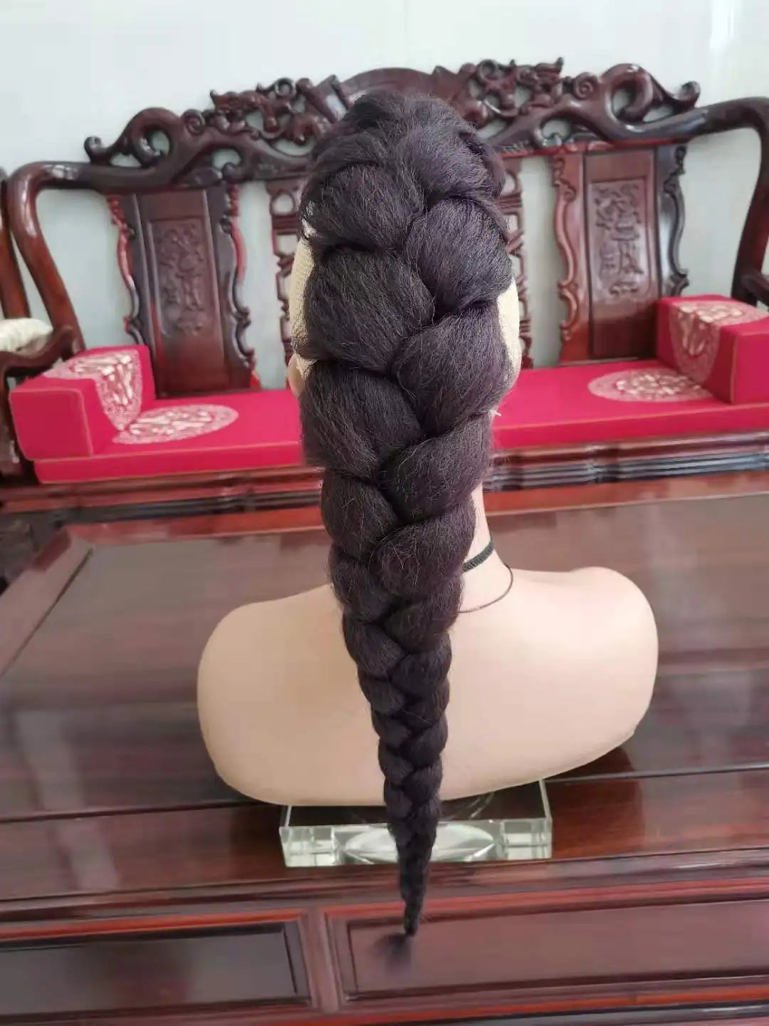 Synthetic High Puff Afro Kinky Straight Middle-Part Wig