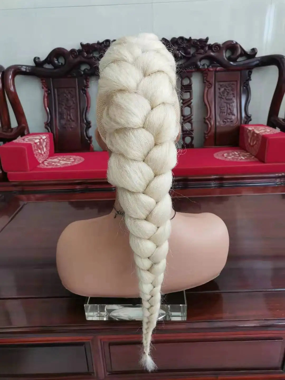 White Synthetic High Puff Afro Kinky Straight Middle-Part Wig