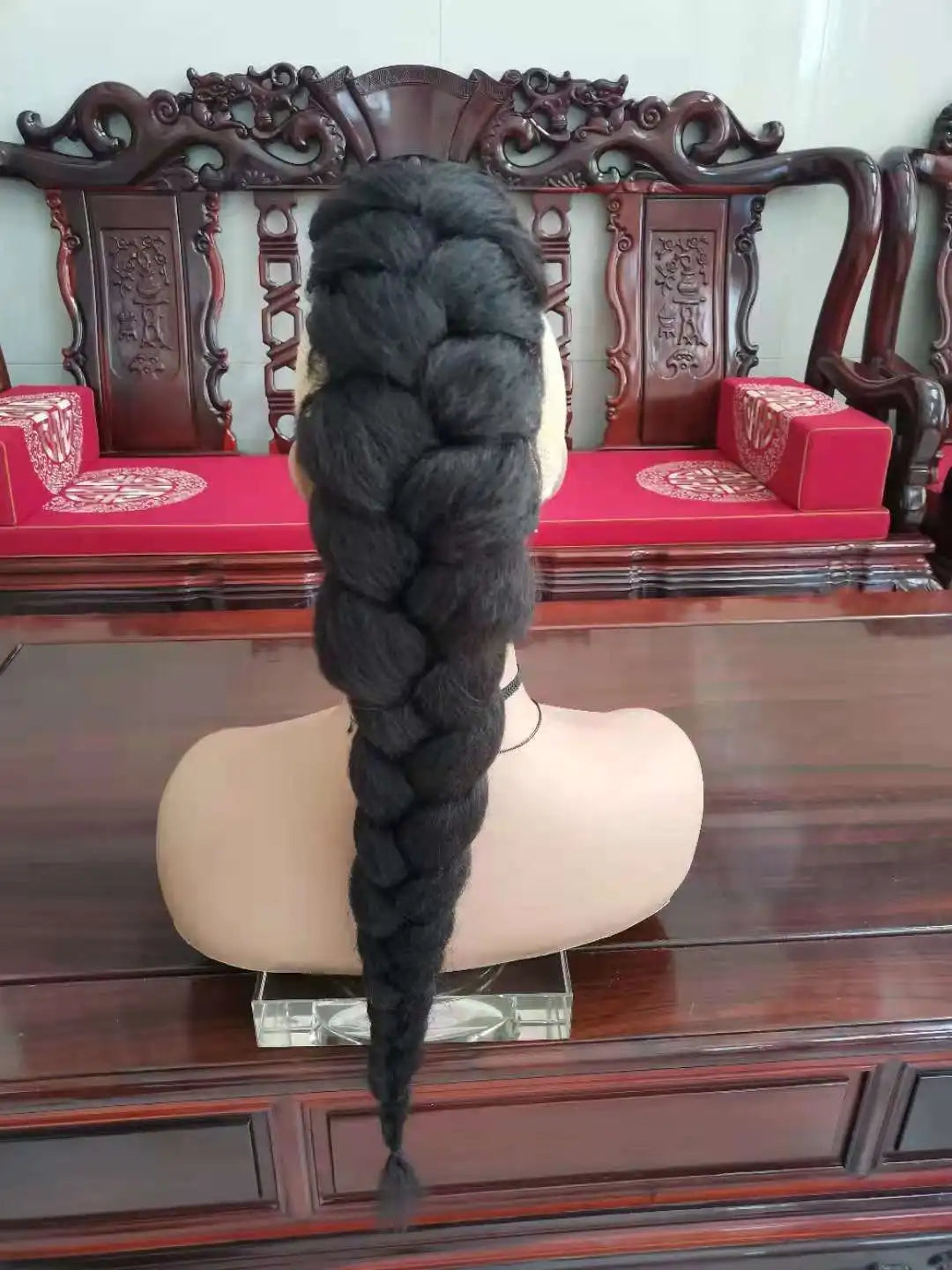 Black Synthetic High Puff Afro Kinky Straight Middle-Part Wig