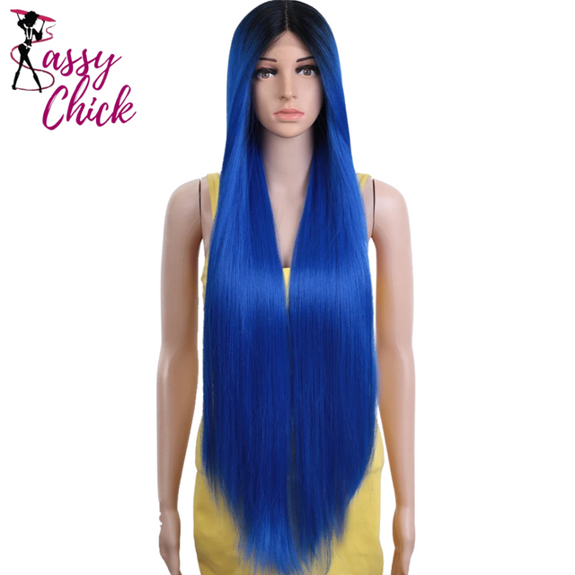 Synthetic Lace Front Wig 38 Inch Ombre Blonde Sassy Chick Logo