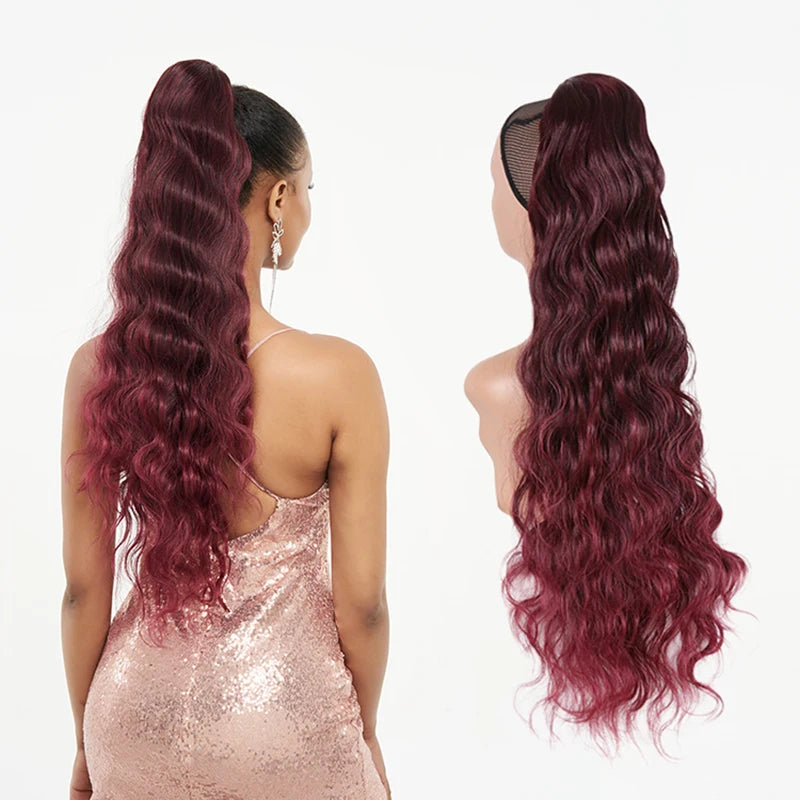 Synthetic Long Water Drawstring Curly Ponytails Hair Extension
