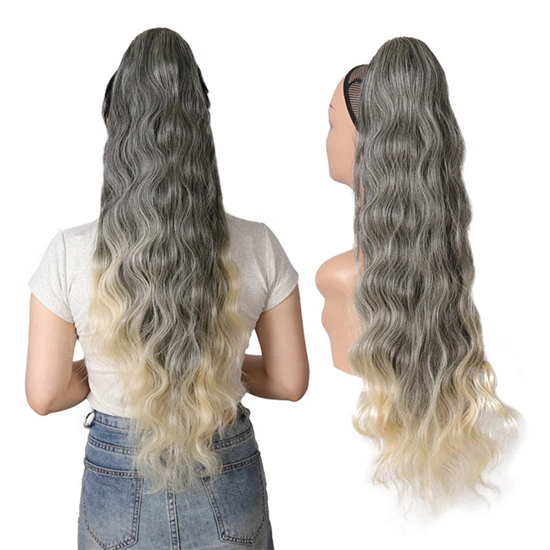 Synthetic Long Water Drawstring Curly Ponytails Hair Extension