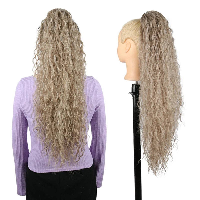 Synthetic Long Water Drawstring Curly Ponytails Hair Extension
