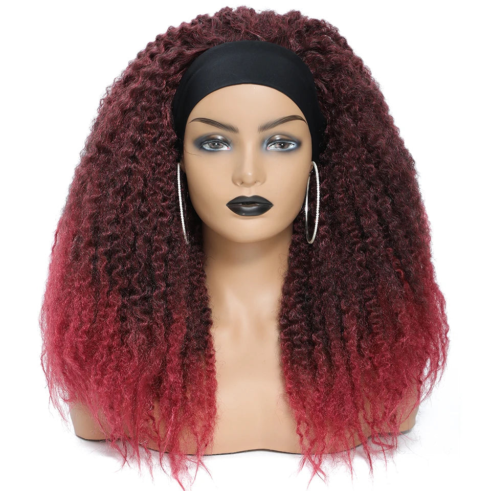 Red Synthetic Marley Braids Headband Wig