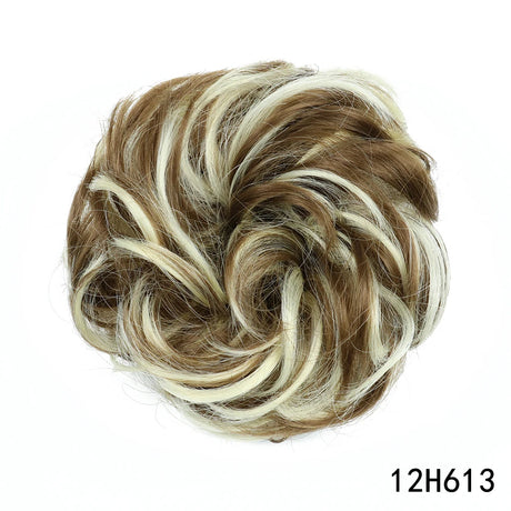 Synthetic Messy Chignon Hair Bun white highlight