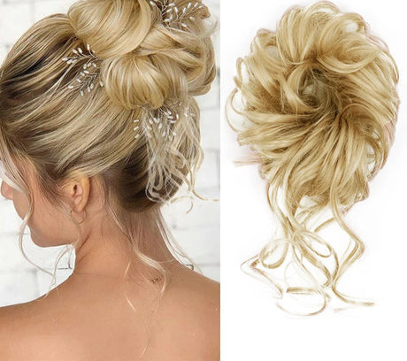 Synthetic Messy Chignon Hair Bun blonde