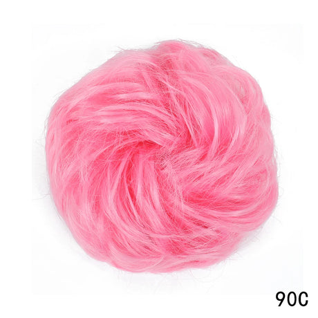 Synthetic Messy Chignon Hair Bun pink