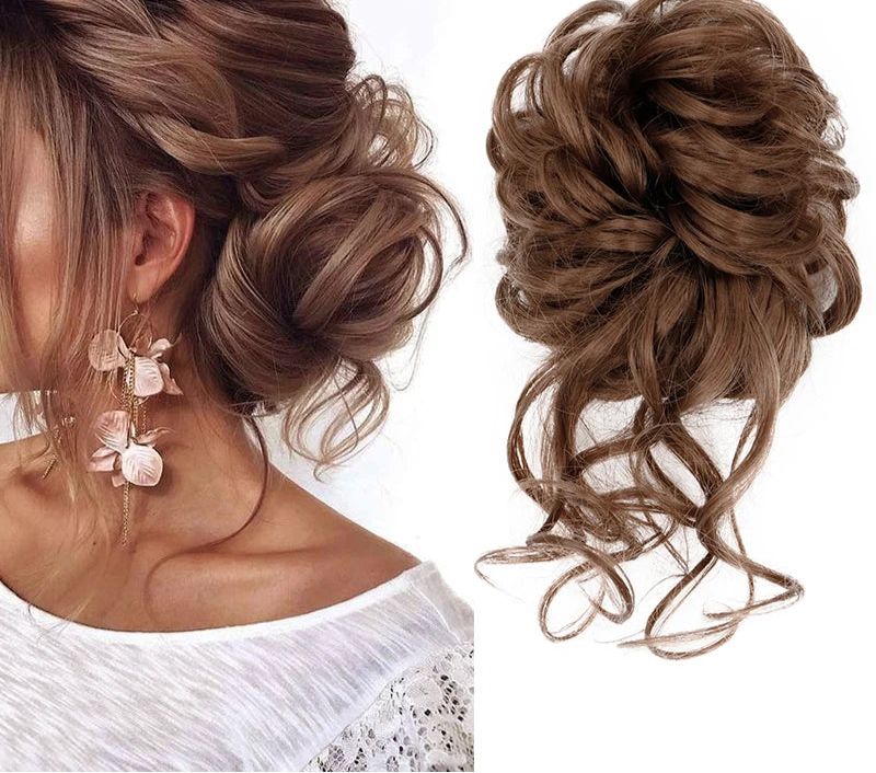 Synthetic Messy Chignon Hair Bun brown