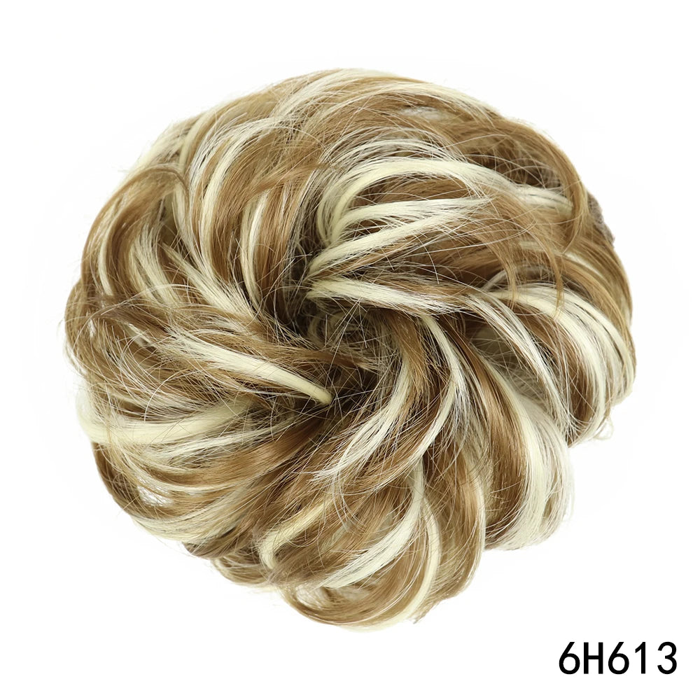 Synthetic Messy Chignon Hair Bun brown blonde