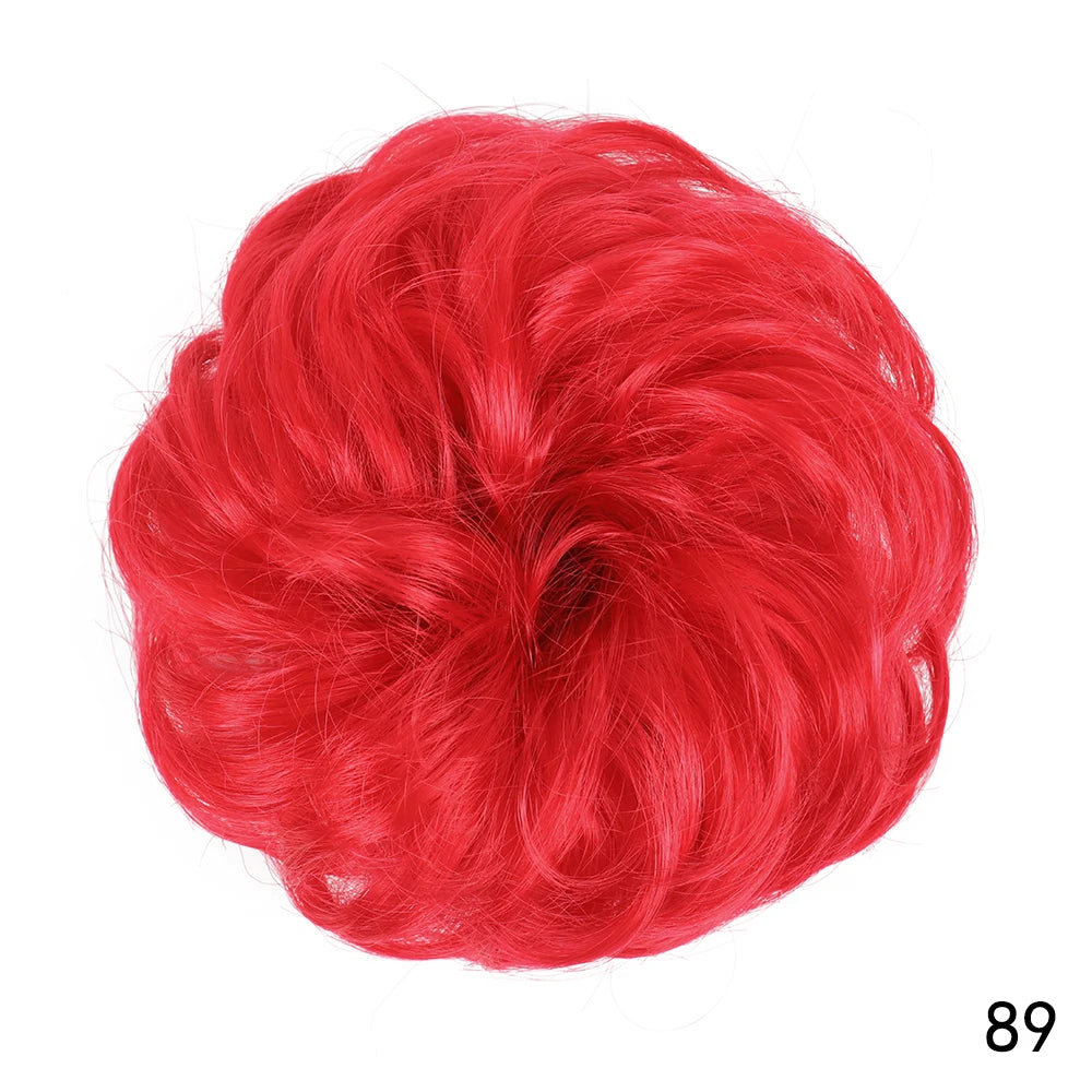 Synthetic Messy Chignon Hair Bun red