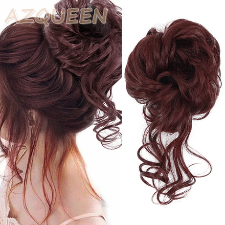 Synthetic Messy Chignon Hair Bun red