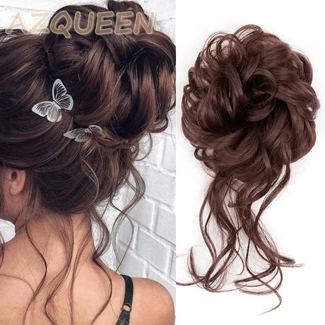 Synthetic Messy Chignon Hair Bun brown
