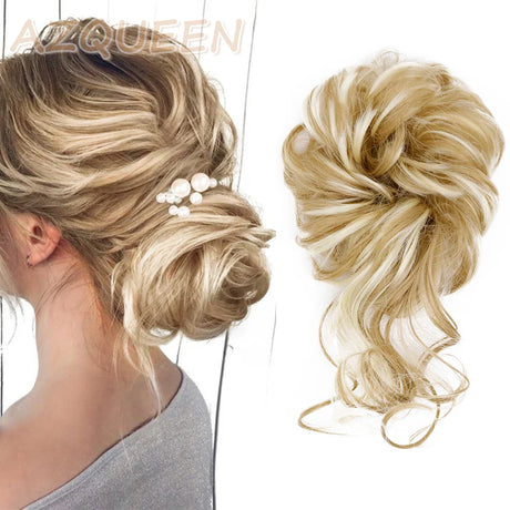 Synthetic Messy Chignon Hair Bun blonde
