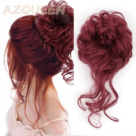 Synthetic Messy Chignon Hair Bun purple