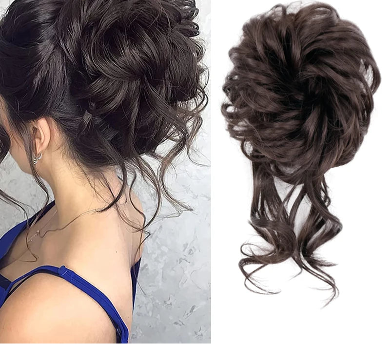 Synthetic Messy Chignon Hair Bun black