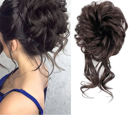 Synthetic Messy Chignon Hair Bun black