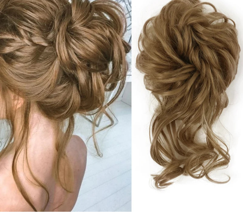 Synthetic Messy Chignon Hair Bun ash brown