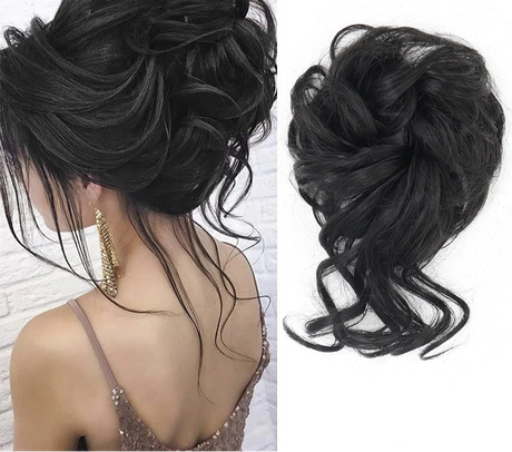Synthetic Messy Chignon Hair Bun black