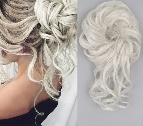Synthetic Messy Chignon Hair Bun white
