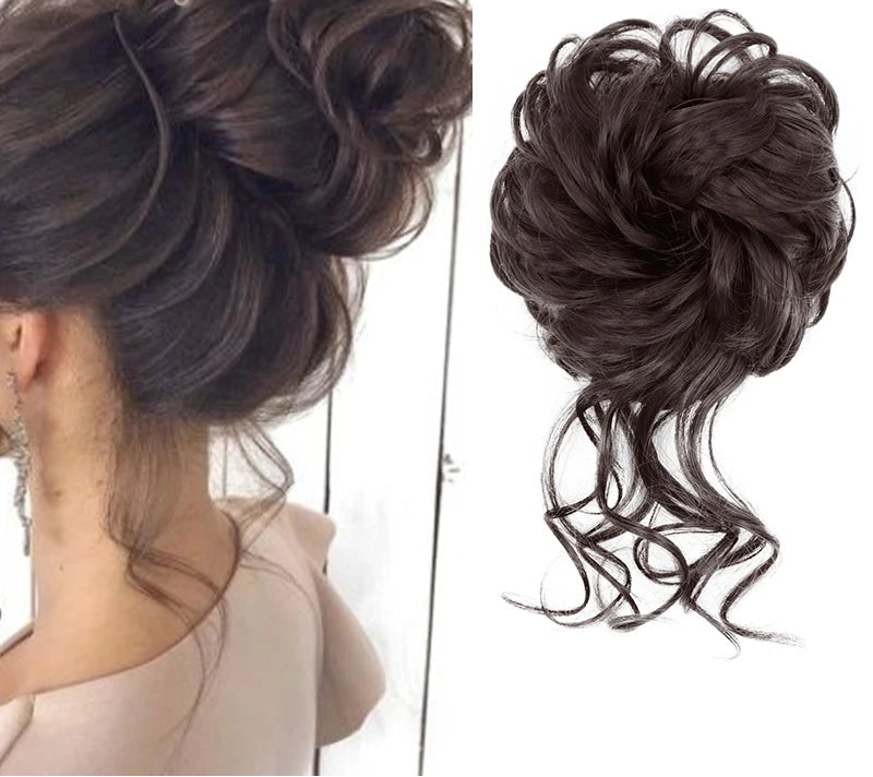 Synthetic Messy Chignon Hair Bun brown