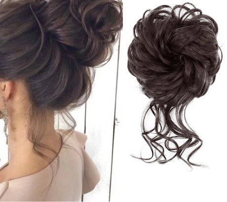 Synthetic Messy Chignon Hair Bun brown