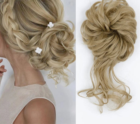 Synthetic Messy Chignon Hair Bun ash blonde