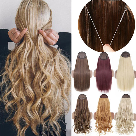 Synthetic No Clip Wave Hair Extensions cap