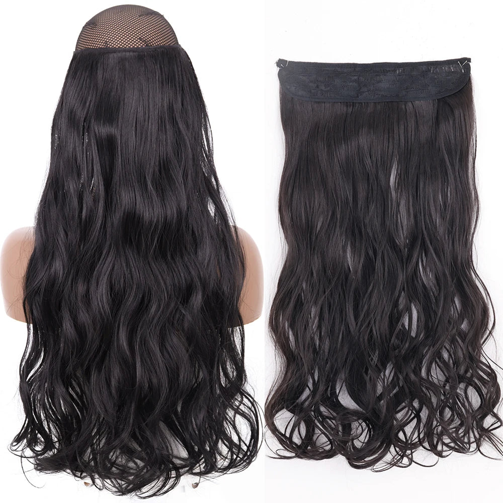 Synthetic No Clip Wave Hair Extensions black