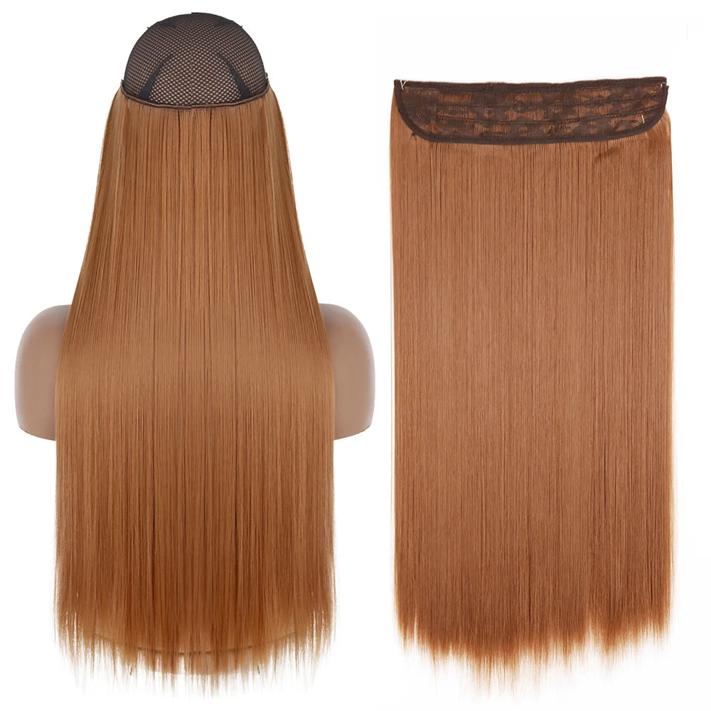 Synthetic No Clip Wave Hair Extensions light brown