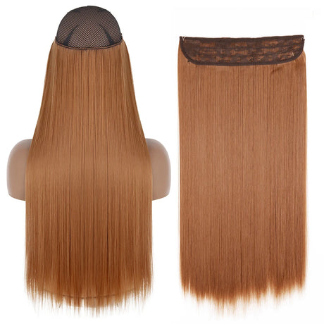Synthetic No Clip Wave Hair Extensions light brown