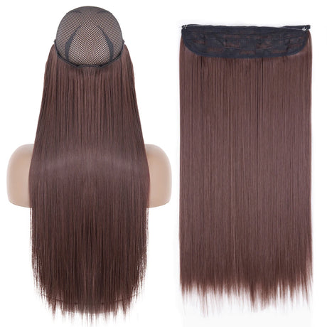 Synthetic No Clip Wave Hair Extensions dark brown