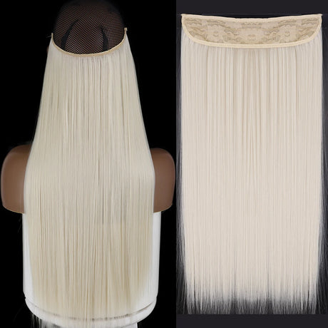 Synthetic No Clip Wave Hair Extensions white