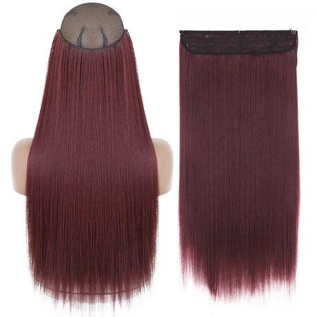 Synthetic No Clip Wave Hair Extensions red