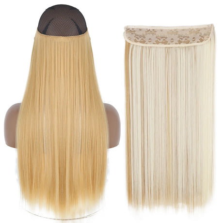 Synthetic No Clip Wave Hair Extensions white blonde