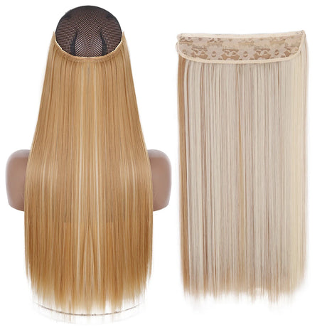 Synthetic No Clip Wave Hair Extensions white blonde