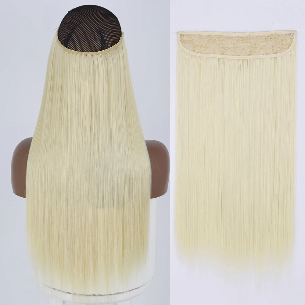 Synthetic No Clip Wave Hair Extensions white