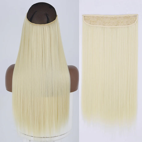 Synthetic No Clip Wave Hair Extensions white