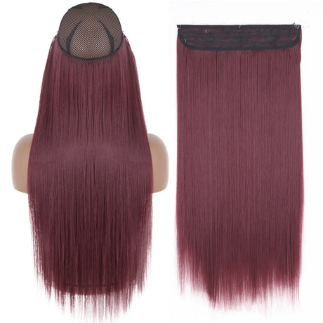 Synthetic No Clip Wave Hair Extensions red
