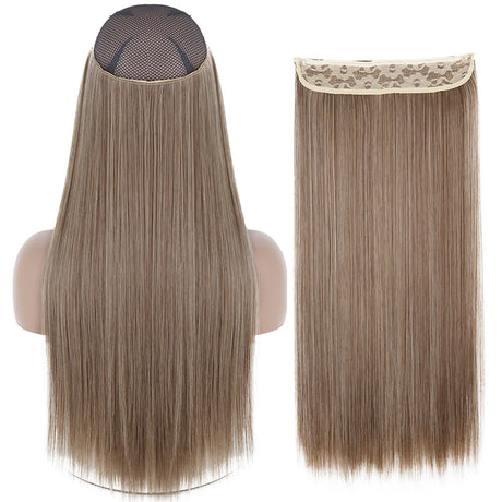 Synthetic No Clip Wave Hair Extensions blonde white highlight