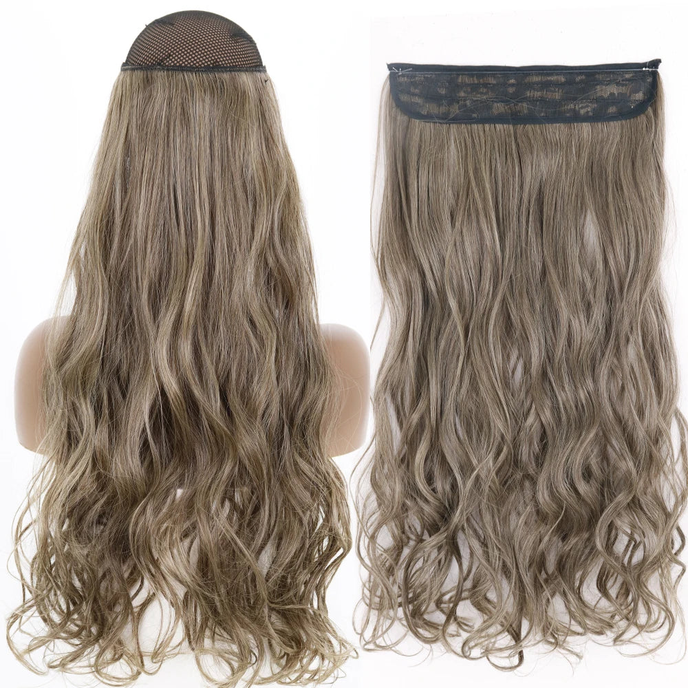 Synthetic No Clip Wave Hair Extensions curly blonde