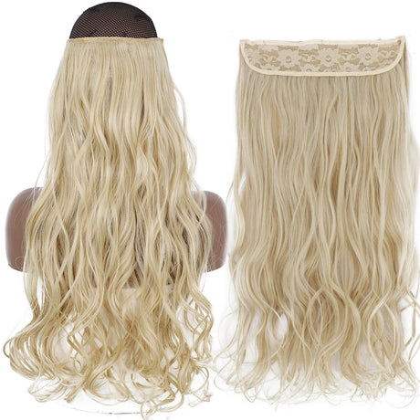 Synthetic No Clip Wave Hair Extensions curly white