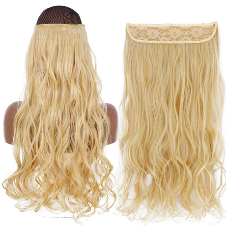 Synthetic No Clip Wave Hair Extensions curly blonde