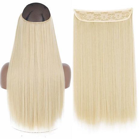 Synthetic No Clip Wave Hair Extensions white straight