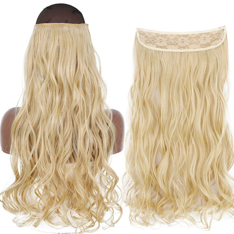 Synthetic No Clip Wave Hair Extensions curly blonde