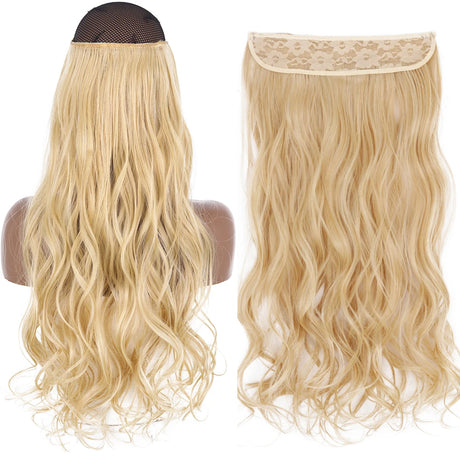 Synthetic No Clip Wave Hair Extensions curly blonde