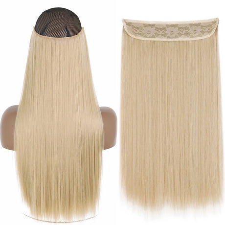 Synthetic No Clip Wave Hair Extensions white straight