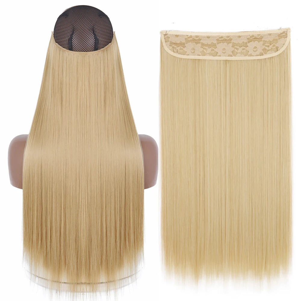 Synthetic No Clip Wave Hair Extensions white blonde